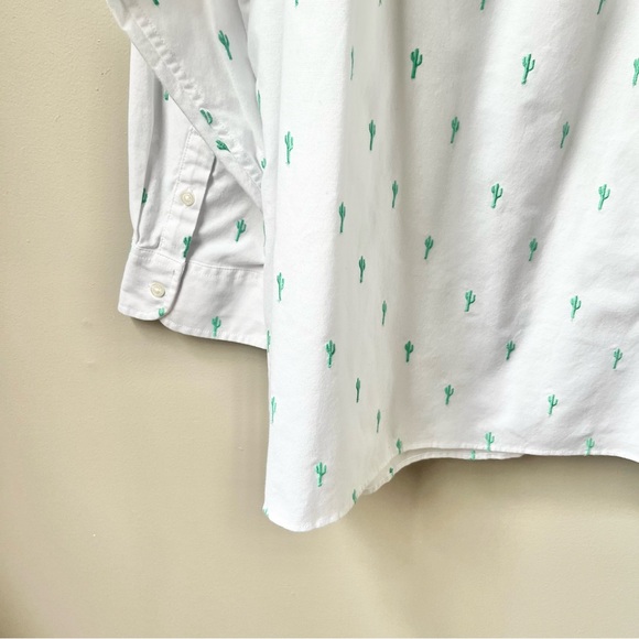 Lands' End Embroidered Cactus Shirt Women’s Size 2X (20W–22W) White Green Desert - Picture 9 of 12